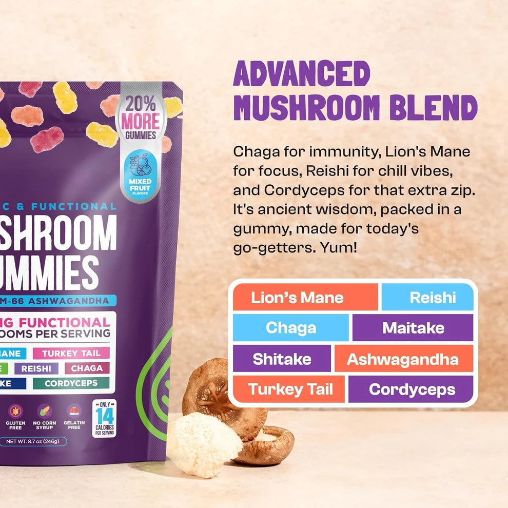 Mushroom Gummies - 100% Organic Supplement